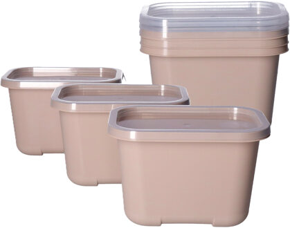 Juypal Hogar Vershoudbakjes nestbaar - BPA vrij - meal prep - 6x stuks van 1 liter - beige