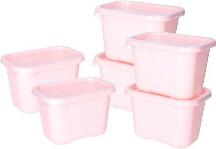 Juypal Hogar Vershoudbakjes nestbaar - BPA vrij - meal prep - 6x stuks van 1 liter - roze