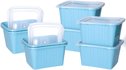 Juypal Hogar Vershoudbakjes nestbaar - BPA vrij - meal prep - 8x stuks van 1 liter - blauw