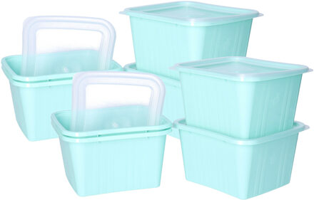 Juypal Hogar Vershoudbakjes nestbaar - BPA vrij - meal prep - 8x stuks van 1 liter - mintgroen