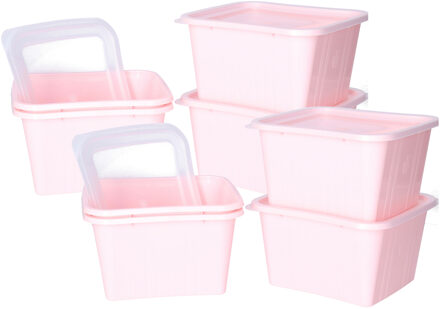 Juypal Hogar Vershoudbakjes nestbaar - BPA vrij - meal prep - 8x stuks van 1 liter - roze