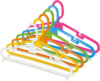 Juypal Kledinghangers Montana voor kinderen - 6x - gekleurd - kunststof - 32,6 cm - Kledinghangers Multikleur