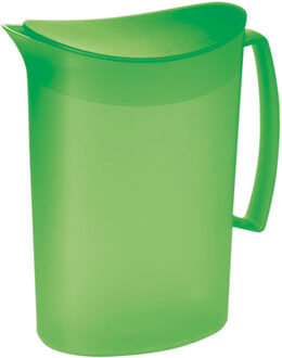 Juypal Schenkkan/waterkan - groen - 2 liter - kunststof - L20 x H23 cm - met deksel - Schenkkannen