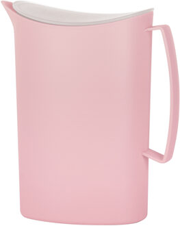 Juypal Schenkkan/waterkan - roze - 2 liter - kunststof - L20 x H23 cm - met deksel - Schenkkannen