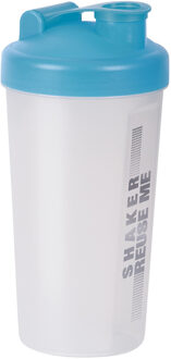 Juypal Shakebeker/shaker/bidon - 700 ml - transparant/blauw - kunststof - Shakebekers