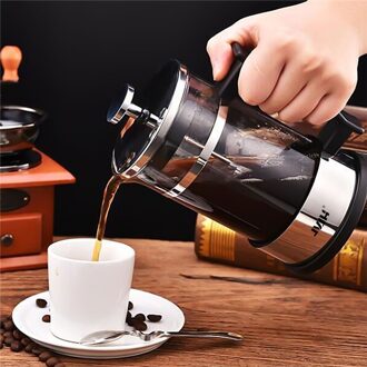 Jvjh Draagbare Hand Koffiezetapparaat Franse Pers Koffie Percolator Boor Silicaat Rvs Geïsoleerde Koffie Thee Maker Pot