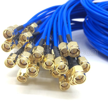 JX connector 1pcs SMA to SMA connector straight RF Coaxial cable SMA male to SMA male RG405 086 cable Blue skin adapter