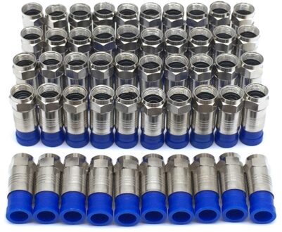 JX connector 50 stuks F male connector voor RG6 75-5 coaxiale compressie fitting Compressie Coax O-Ring connector
