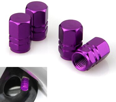 JX-LCLYL 4 stuks Universele Aluminium Auto Wiel Band Ventiel Air Stem Cap Cover Paars