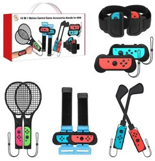 JYS JYS-NS215 10-in-1 Motion Control Grips Houder Golfclubs Pols Dans Band Handvat Been Strap Tennis Racket Game Accessoires Set voor Nintendo Switch