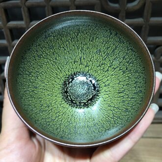 JZ109 Chinese Song-dynastie Stijl Thee Kom Fujian Ware Groene Glazuur Porselein Een Jian Ware Kom Keramische Cup Handgemaakte/jianzhan