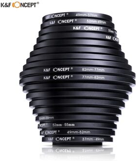 K & F Concept 18 Pcs 37-82 Mm 82-37 Mm Lens Step Up Down Ring Filter adapter Set 37 49 52 55 58 62 67 72 77 82 Mm