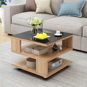 K-STAR Eenvoudige Sofa Kant Salontafel Gehard Glas Mini Thee Tafel Woonkamer Creatieve Vierkante Sofa Tafel Shallow met Glass