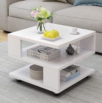 K-STAR Eenvoudige Sofa Kant Salontafel Gehard Glas Mini Thee Tafel Woonkamer Creatieve Vierkante Sofa Tafel wit