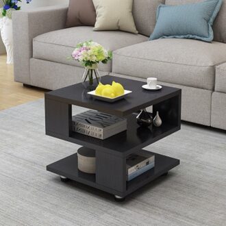 K-STAR Eenvoudige Sofa Kant Salontafel Gehard Glas Mini Thee Tafel Woonkamer Creatieve Vierkante Sofa Tafel zwart okkernoot