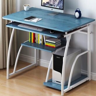 K-STAR Moderne Computer Bureau Werkstation Studie Schrijven Tafel Thuis Kantoormeubilair Met Toetsenbord Beugel Pc Metalen 71Cm blauw wit haakje