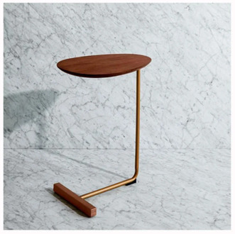 K-Star Simple Modern Side Table Iron Art Sofa Corner Table Lazy Bedside Reading Oval Coffee Table Tea Solid Wood Countertop