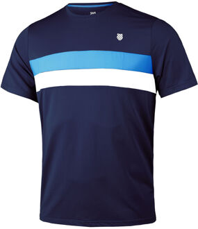 K-Swiss Core Team Stripe Crew T-shirt Heren donkerblauw - S,M,XL,XXL