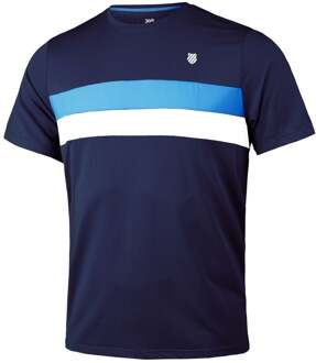 K-Swiss Core Team Stripe Crew T-shirt Heren donkerblauw - XL