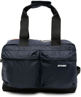 K-WAY Blauwe Koffer met Logo en Meerdere Zakken K-Way , Blue , Heren - ONE Size