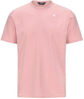 K-WAY Heren Stretch Katoen Jersey T-shirt K-Way , Pink , Heren - 2Xl,Xl,L,M,S,3Xl