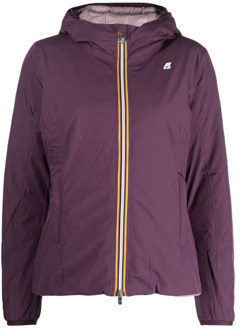 K-WAY Paarse gewatteerde jas met capuchon voor dames K-Way , Purple , Dames - M,S