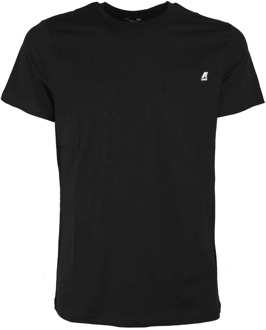 K-WAY Sportieve Zwarte Jersey T-Shirt met Borstzak K-Way , Black , Heren - Xl,L,M,S