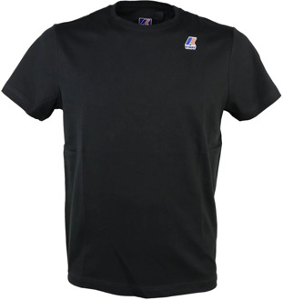 K-WAY Zwarte Katoenen Slim Fit T-Shirt K-Way , Black , Heren - Xl,L,M,S