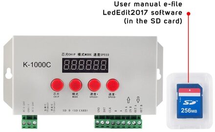 K1000C Sd-kaart Controller Rgb Controller WS2801 WS2811 WS2812B LPD6803 Led 2048 Pixels Programma Controller DC5 ~ 24V K-1000C