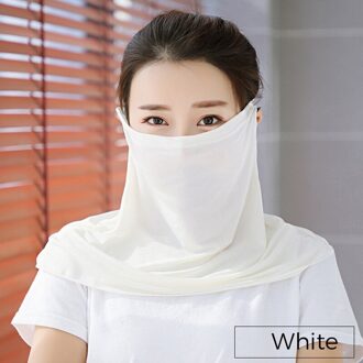 K21 Ijs Zijde Masker Voor Vrouwen Zomer Outdoor Fietsen Vrouw Sjaal Maskers Ademend Kraag Gezicht-Mount Zonnebrandcrème Ademend cool K21-wit