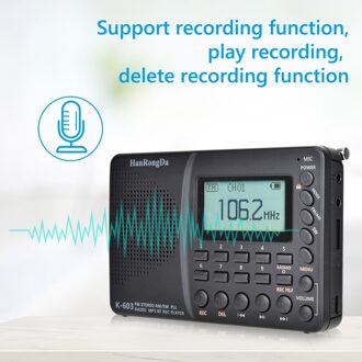 K603 Fm/Sw/Am Lange Schakelaar Leven Gebruik Radio Multi Band Digitale Radio MP3 Speler Bluetooth Recorder radiogram