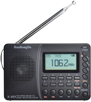 K603 Fm/Sw/Am Multi Band Digitale Radio Stereo MP3 Player Speaker Draagbare Lcd-scherm Bluetooth Pocket Recorder radiogram