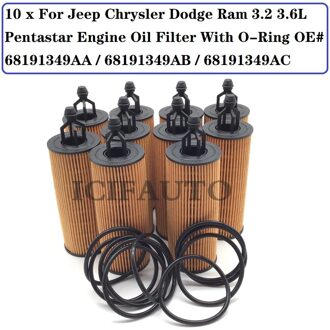 K68191349AB Voor Jeep Chrysler Dodge Ram 3.2 3.6 Pentastar Motorolie Filter + O-Ring Oe # 68191349AA / 68191349AB / 68191349AC 10 stk