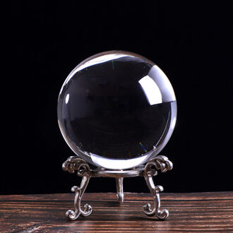 K9 Crystal Glas Bal Transparante Bal voor Fotografie Rekwisieten Bal Aid Thuis Deroc Souvenir Cristal Accessoires 80mm / met zilver base