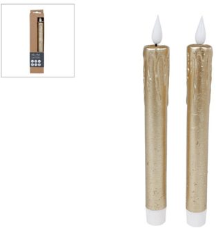 Kaars Led Afstandsbediening Goud Set 2