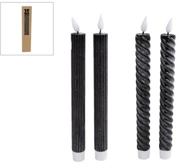 Kaars LED zwart 25cm set a 2 stuks