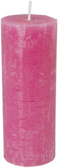 Kaars rustiek - roze - ø7x18 cm