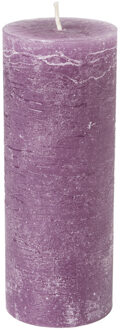 Kaars rustiek - violet - ø7x18 cm