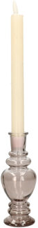Kaarsen kandelaar Venice - gekleurd glas - helder grijs smoke - D5,7 x H15 cm