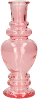 Kaarsen kandelaar Venice - gekleurd glas - helder roze - D5,7 x H15 cm