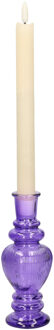 Kaarsen kandelaar Venice - gekleurd glas - ribbel paars - D5,7 x H15 cm