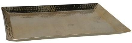 Kaarsen plateau met rand en reliefwerk - rechthoek - metaal - goud - 35 x 25 cm