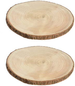 Kaarsenbord/decoratie dienblad - 4x - houten boomschijf - 20 x 3 cm - rond