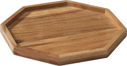Kaarsenbord/decoratie dienblad - mangohout - 25 x 25 x 2 cm - achthoek - serveerschaal