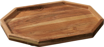 Kaarsenbord/decoratie dienblad - mangohout - 33 x 25 x 2 cm - achthoek - serveerschaal