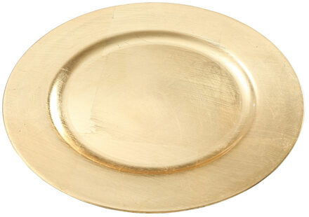 Kaarsenbord - goud - rond - D33 cm - kunststof - onderbord/plateau voor kaarsen Goudkleurig