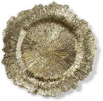 Kaarsenbord - onderbord - goud - deluxe - 33 cm - rond - kaarsen plateau Goudkleurig