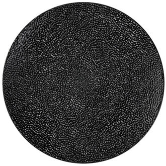 Kaarsenbord/onderbord - zwart gehamerd - kunststof - D33 cm - rond