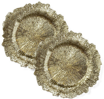 Kaarsenbord/plateau goud asymmetrisch 33 cm rond - 2x - Action products