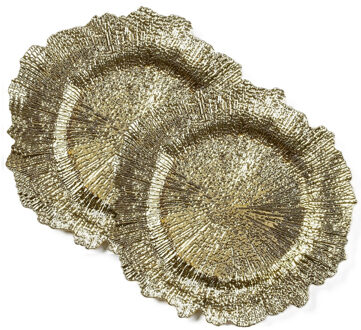 Kaarsenbord/plateau goud asymmetrisch 33 cm rond - 4x - Action products